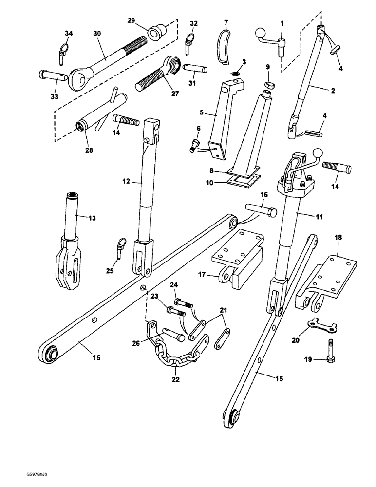 Схема запчастей Case IH 1210 - (8-36) - THREE-POINT LINKAGE, 1210Q, 1212Q, 1210SK AND 1212SK TRACTORS FOR EUROPE ONLY (08) - HYDRAULICS