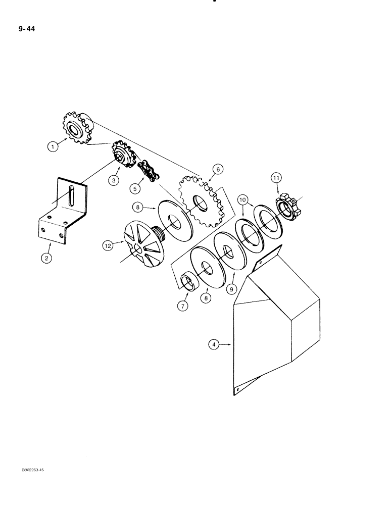 Схема запчастей Case IH 560 - (9-044) - MAIN DRIVE CHAIN AND CLUTCH, 540 RPM, MODEL 560 ONLY (06) - POWER TRAIN