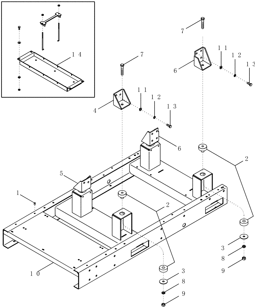 Схема запчастей Case IH PX140 - (09-03) - ENGINE MOUNT (09) - CHASSIS/ATTACHMENTS