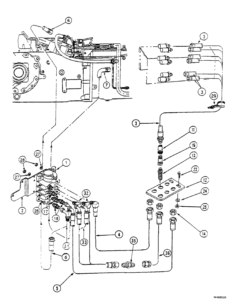 Схема запчастей Case IH L550 - (8-028) - HYDRAULICS - EXTERNAL VALVE (3 FUNCTION CX70 - CX100) WITHOUT SELF LEVELING (08) - HYDRAULICS