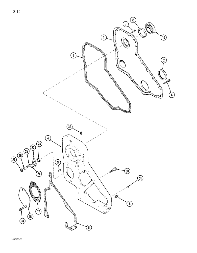 Схема запчастей Case IH 1822 - (2-14) - FRONT GEAR COVER 6TA-830 ENGINE (01) - ENGINE