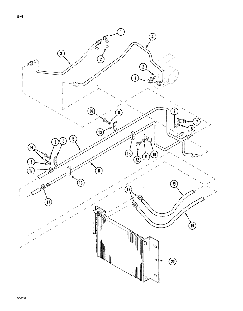 Схема запчастей Case IH 495 - (8-004) - OIL COOLER SYSTEM (08) - HYDRAULICS