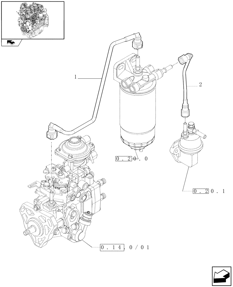 Схема запчастей Case IH FARMALL 75N - (0.20.3/01) - PIPING - FUEL (01) - ENGINE