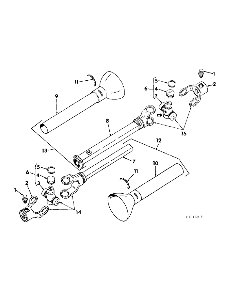 Схема запчастей Case IH 4000 - (07-26) - DRIVE TRAIN, UNIVERSAL JOINT HEADER TO CHASSIS WITH PROTECTIVE SHIELD (04) - Drive Train