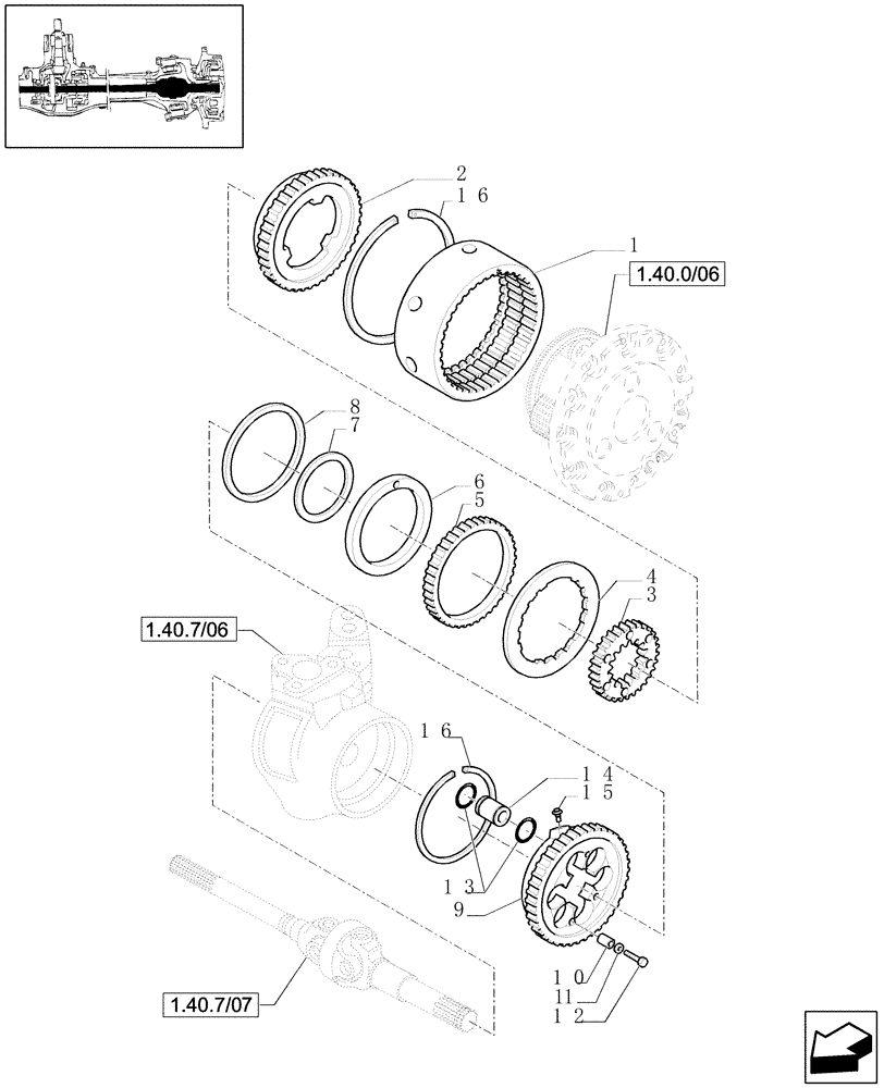 Схема запчастей Case IH JX1090U - (1.40. 7/08[02]) - (VAR.327/1) ELECTROHYD. FRONT DIFFENTIAL LOCK, BRAKES AND MUDGUARDS - BRAKE PARTS (04) - FRONT AXLE & STEERING