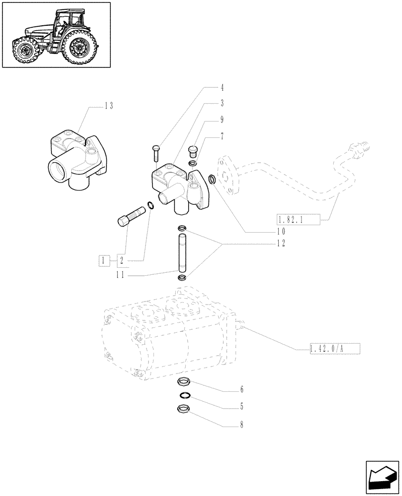 Схема запчастей Case IH JX1100U - (1.82.7/03[07]) - (VAR.411) TWO CONTROL VALVES - (BOSCH) - OVERPRESSURE RELIEF VALVE (07) - HYDRAULIC SYSTEM