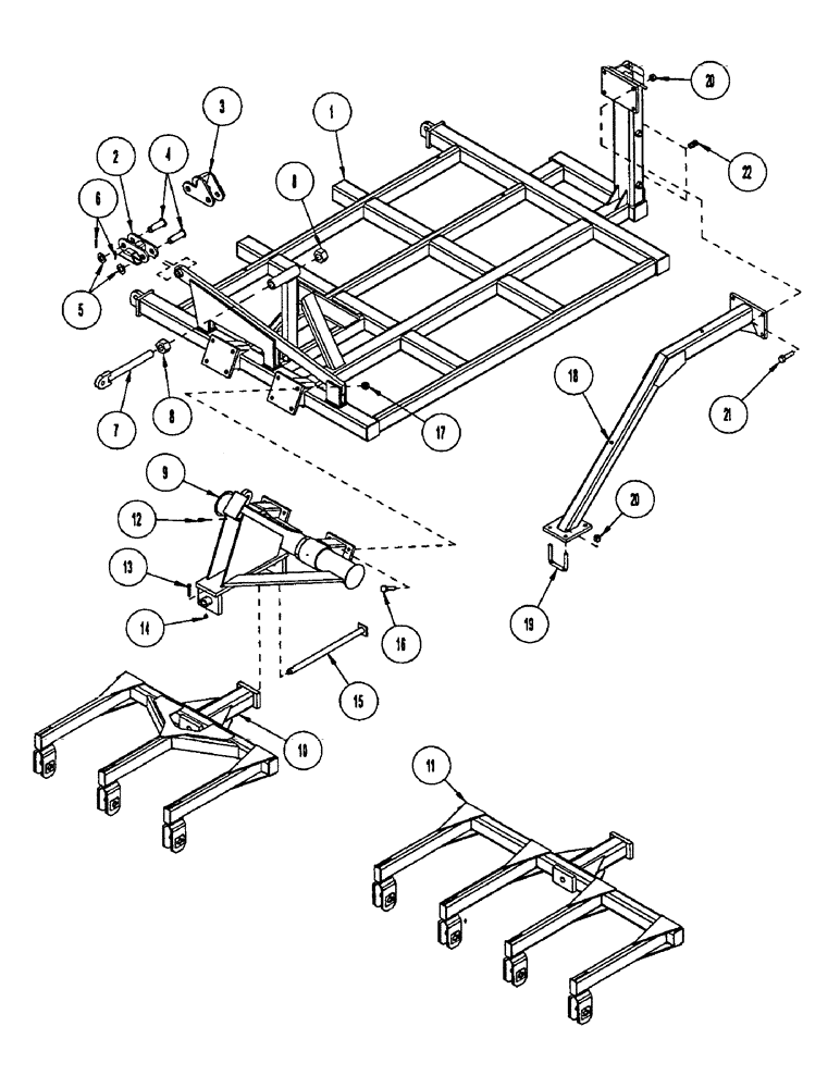 Схема запчастей Case IH CONCORD - (B16) - WING FRAMES WITH ROCKSHAFT AND WHEEL GANGS, FIVE SECTION OUTER 