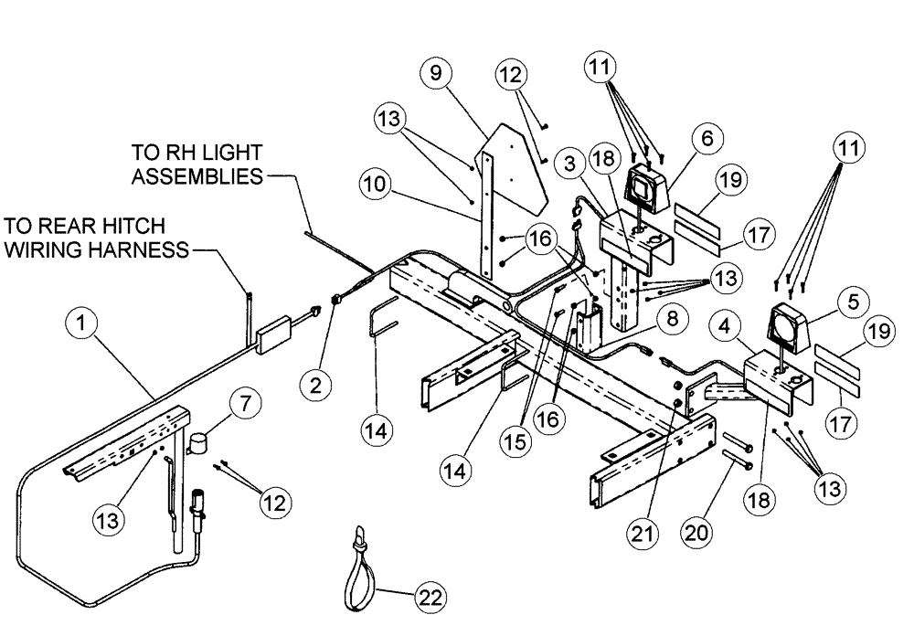 Схема запчастей Case IH 4400 - (04-01) - WARNING & TAIL LAMP ASSEMBLY - LAYOUT - 18 FOOT 5 INCH THROUGH 22 FOOT 6 INCH 