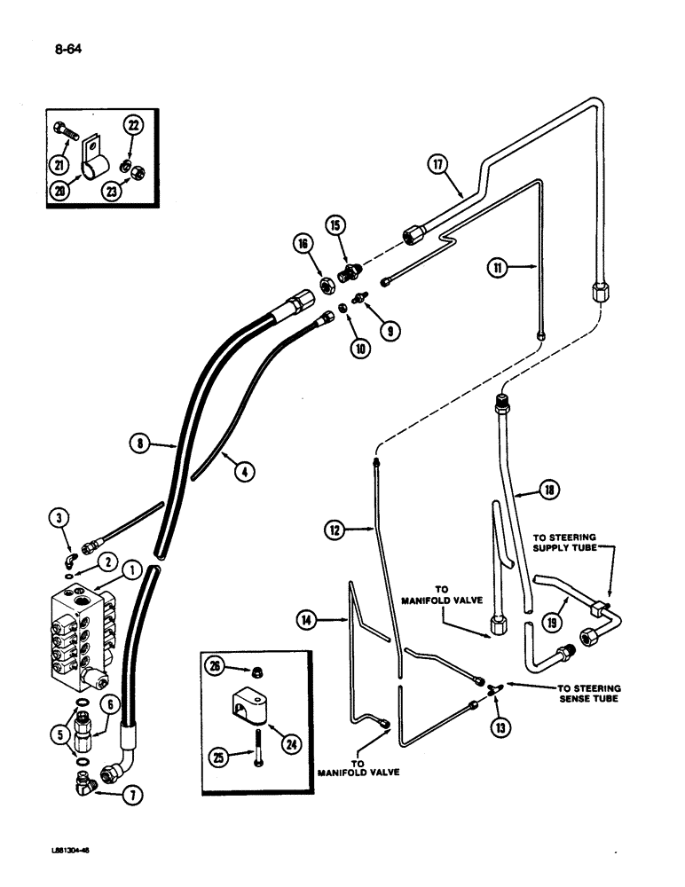 Схема запчастей Case IH 1844 - (8-64) - BASKET MANIFOLD VALVE SUPPLY AND SENSE SYSTEM, 1844 COTTON PICKER (07) - HYDRAULICS