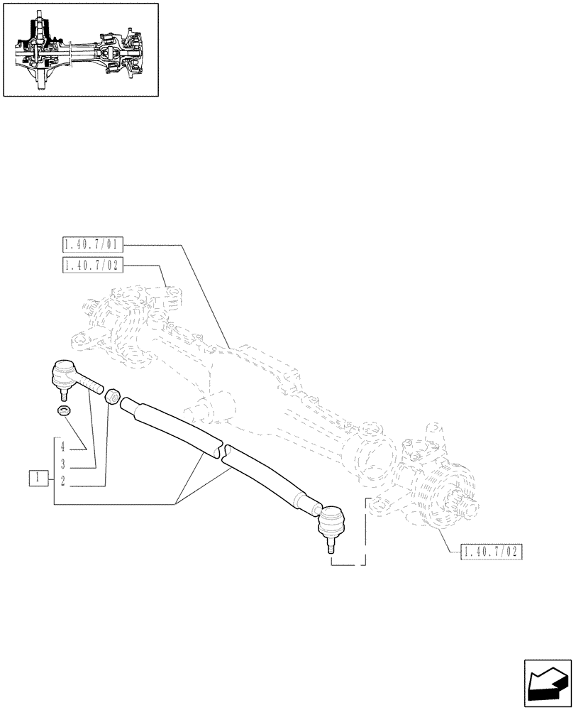 Схема запчастей Case IH JX90 - (1.40. 7/04) - (VAR.539) CLASS 2 FRONT AXLE WITH 2ND STEERING CYLYNDER & LIMITED SLIP (3OKM/H) - TIE ROD (04) - FRONT AXLE & STEERING