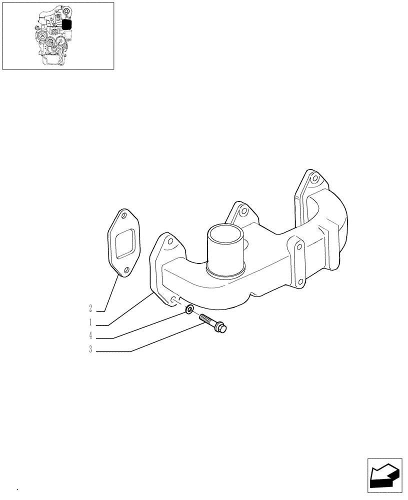 Схема запчастей Case IH JX60 - (0.07.6) - EXHAUST MANIFOLD (01) - ENGINE