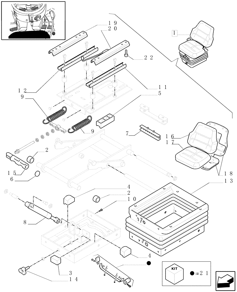 Схема запчастей Case IH JX1075C - (1.92.85/04B) - SEAT WITH RETRACTABLE BELTS - BREAKDOWN - D5644 - C6330 (10) - OPERATORS PLATFORM/CAB