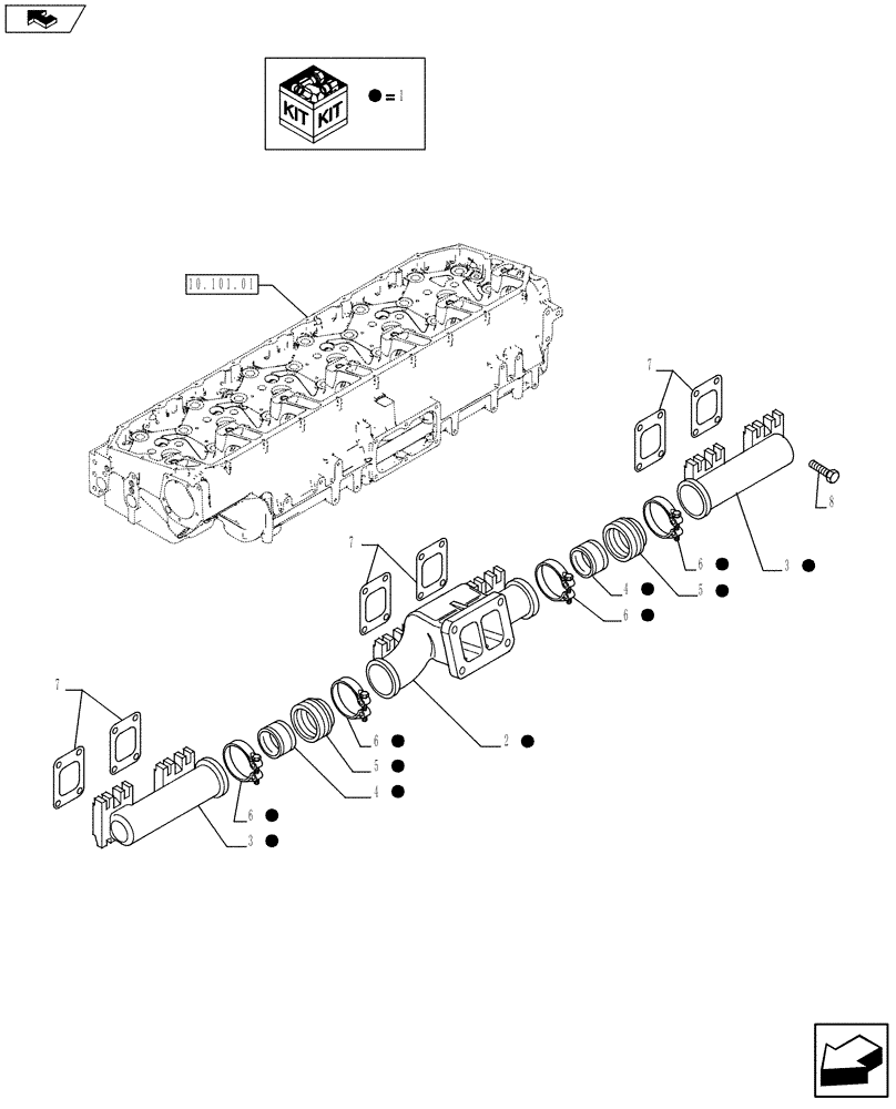 Схема запчастей Case IH F3BFE613D A004 - (10.254.05) - EXHAUST MANIFOLD (5801395348) (10) - ENGINE