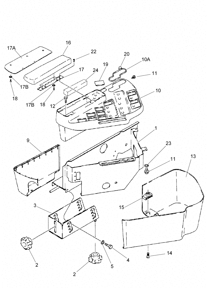 Схема запчастей Case IH 420 - (09E-08) - CAB - CONSOLE, RIGHT HAND (10) - CAB & AIR CONDITIONING