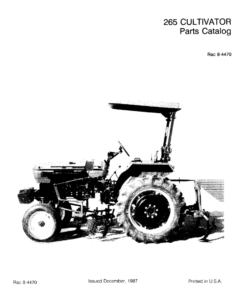 Схема запчастей Case IH 265 - (01-1) - 265 CULTIVATOR PARTS CATALOG 