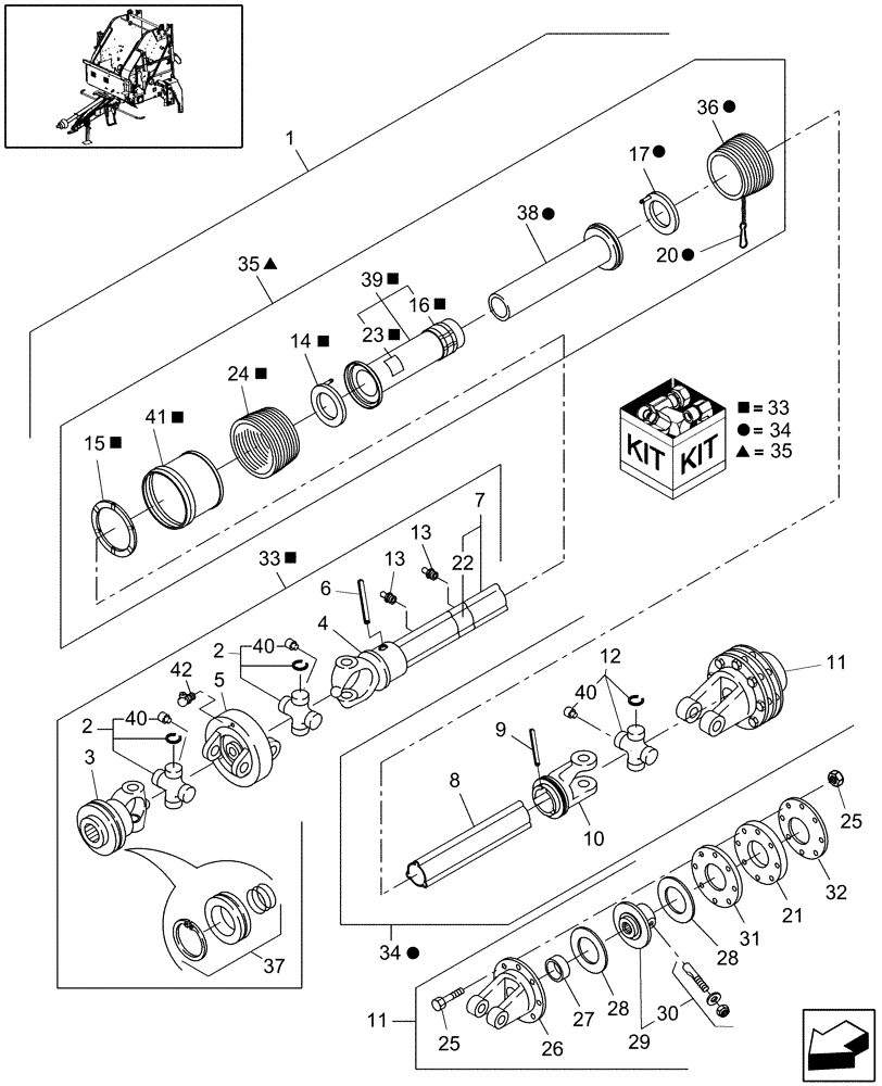 Схема запчастей Case IH RB464 - (01.82) - POWER TAKE OFF, 540 RPM, SLIP CLUTCH, EUROPE & R.O.W., SILAGE BALERS, P.I.N. Y8N038894 & AFTER (01) - POWER TAKE OFF