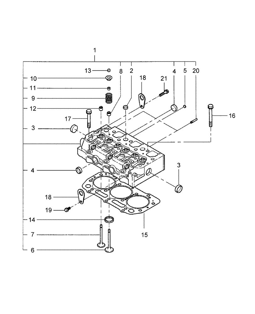 Схема запчастей Case IH DX31 - (01.03) - CYLINDER HEAD (01) - ENGINE