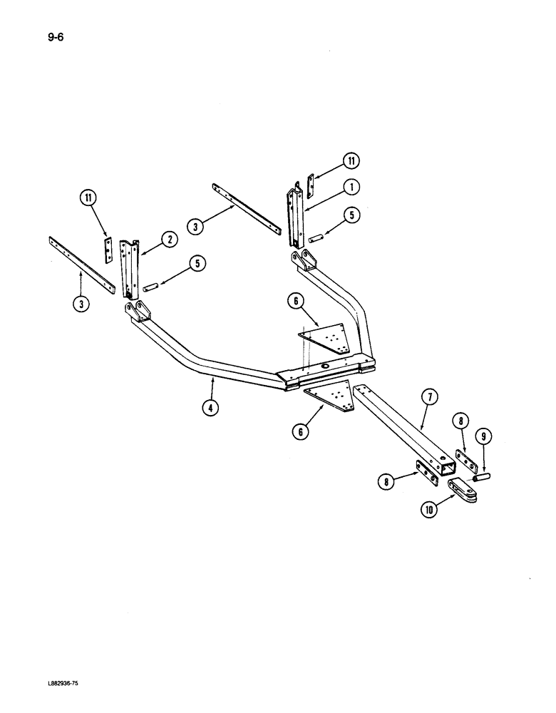 Схема запчастей Case IH 6200 - (9-006) - SINGLE DRILL HITCH (09) - CHASSIS/ATTACHMENTS