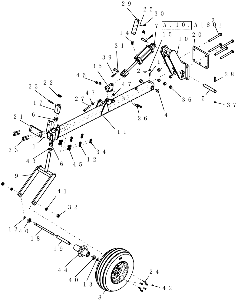 Схема запчастей Case IH 1200 - (D.13.B[03]) - LIFT ASSIST WHEELS - 16 ROW MOUNTED STACKER D - Travel