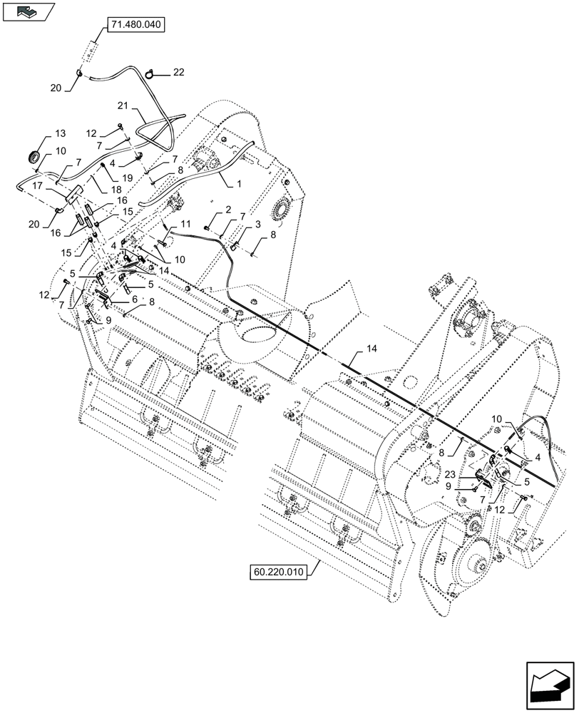 Схема запчастей Case IH LB424S - (71.480.030) - AUTOMATIC OILING (71) - LUBRICATION SYSTEM