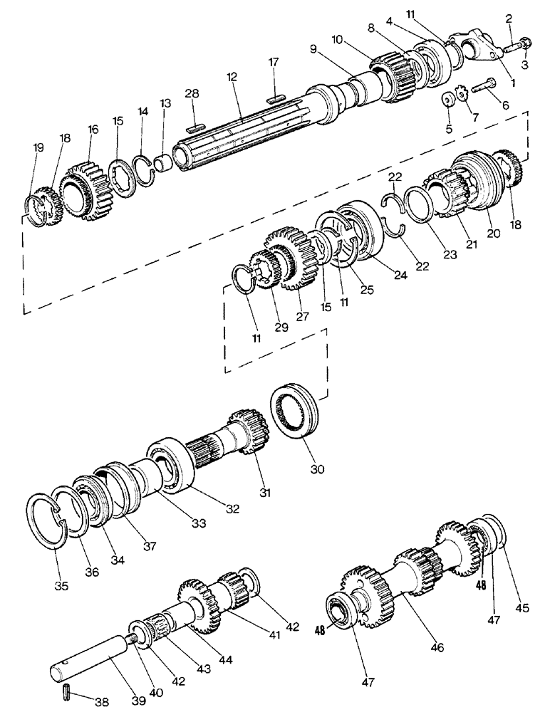 Схема запчастей Case IH 1690 - (D02-1) - DRIVERSHAFT AND IDLER SHAFTS, SYNCHROMESH MODELS (03) - POWER TRAIN