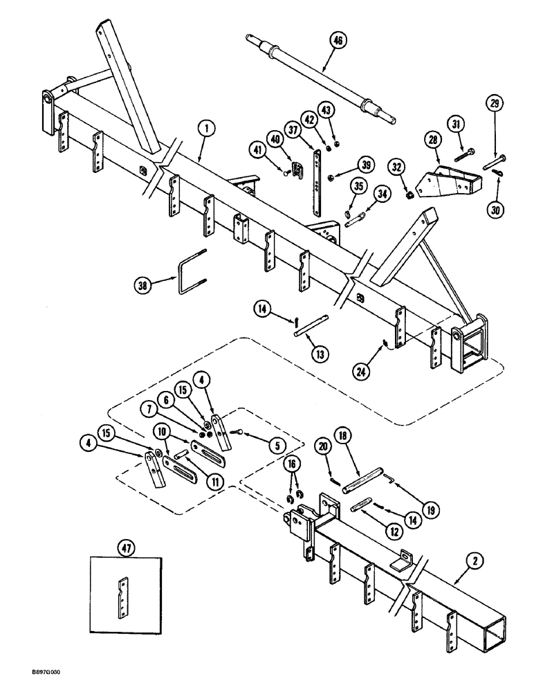 Схема запчастей Case IH 900 - (9-024) - MAIN FRAME AND WING FRAMES, PLATE VERTICAL FOLDING, 12 ROW (09) - CHASSIS/ATTACHMENTS