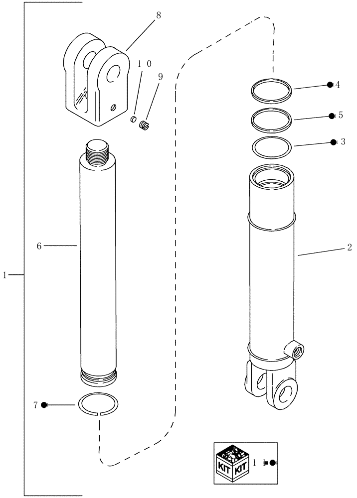 Схема запчастей Case IH 5300 - (8-22) - MARKER LIFT CYLINDER, 414705A1, 20 FOOT DRILL (2ND DATE RANGE) (08) - HYDRAULICS