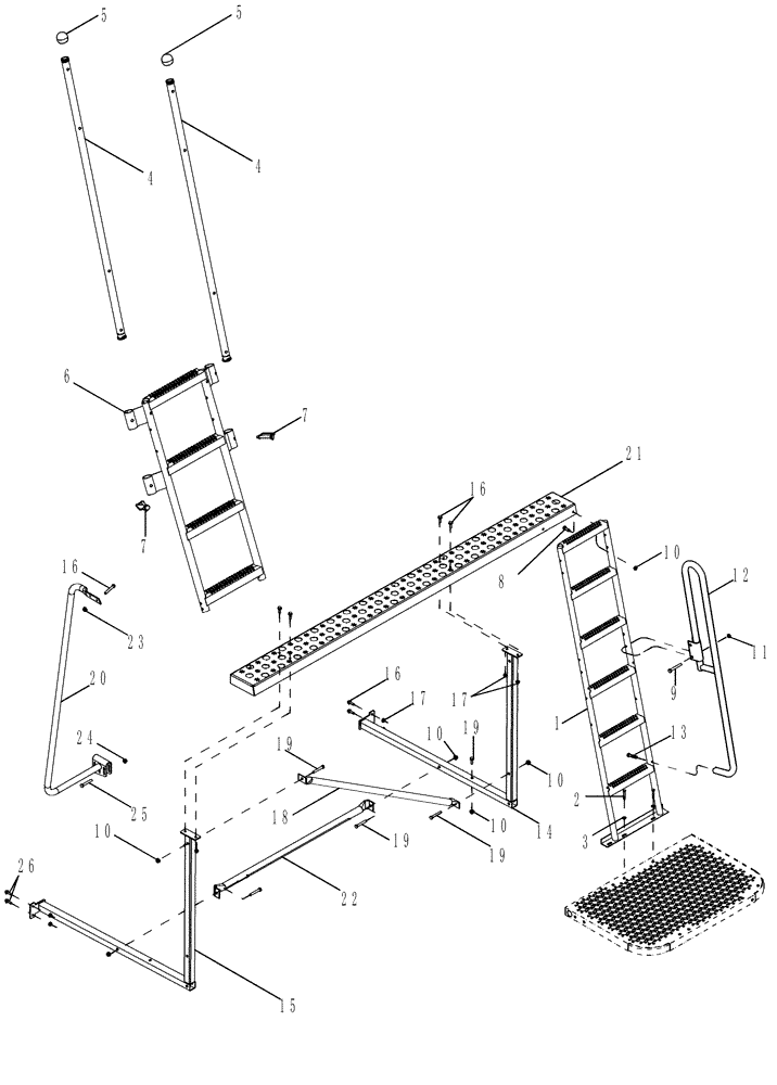 Схема запчастей Case IH 635 - (90.118.03) - STEPS LADDERS, BASKET LID (90) - PLATFORM, CAB, BODYWORK AND DECALS