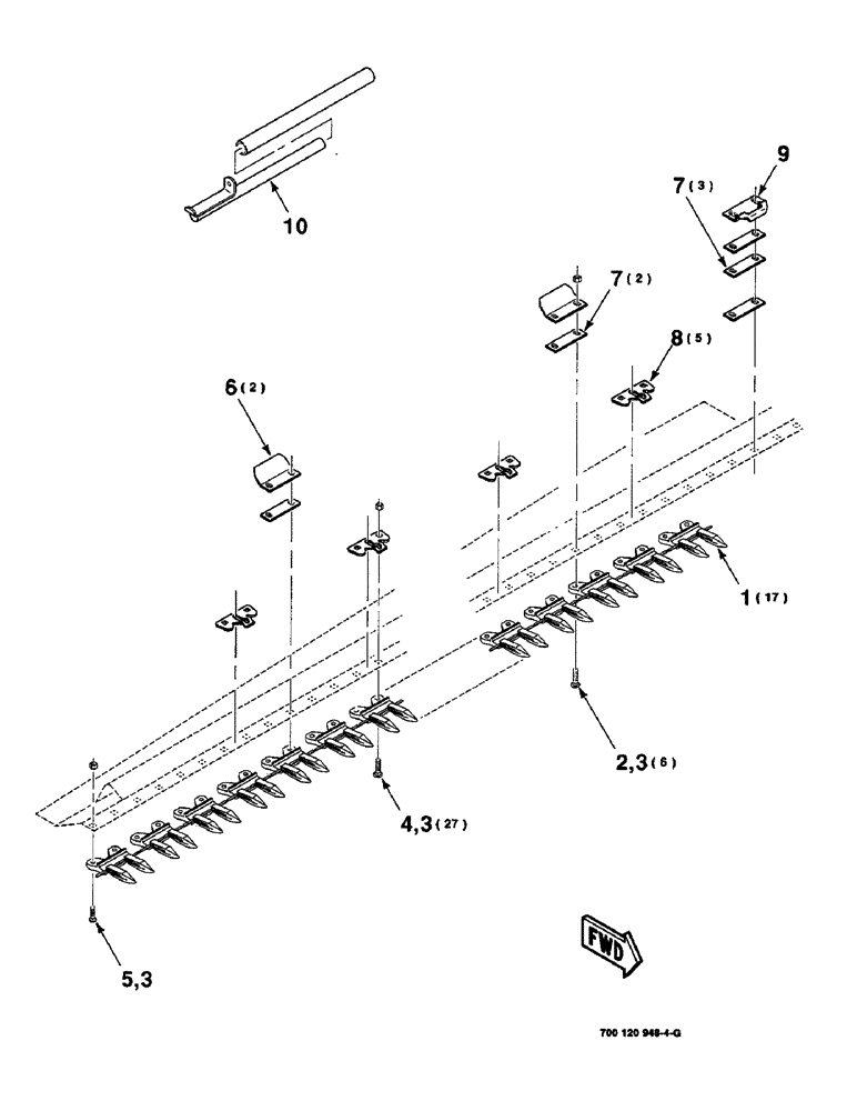 Схема запчастей Case IH 8820 - (5-22) - GUARD ASSEMBLY, RIGHT, 18 FOOT ONLY (58) - ATTACHMENTS/HEADERS