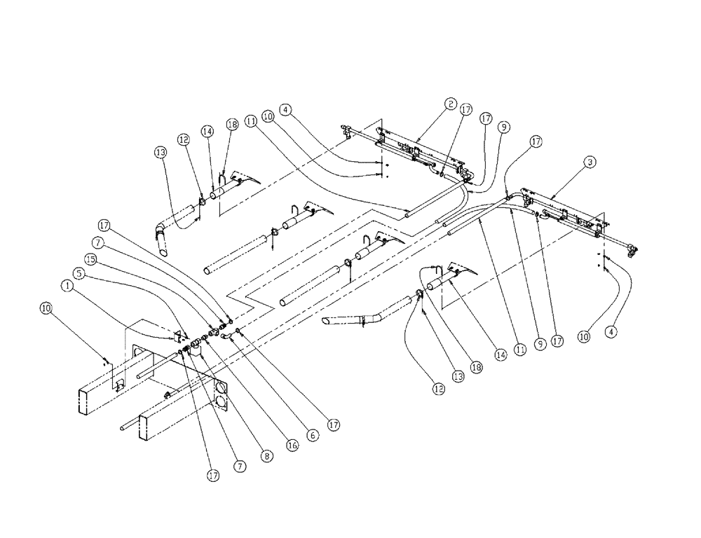 Схема запчастей Case IH 438 - (18-005) - WET BOOM, 2.5, LH, REAR TUBE Wet Kit