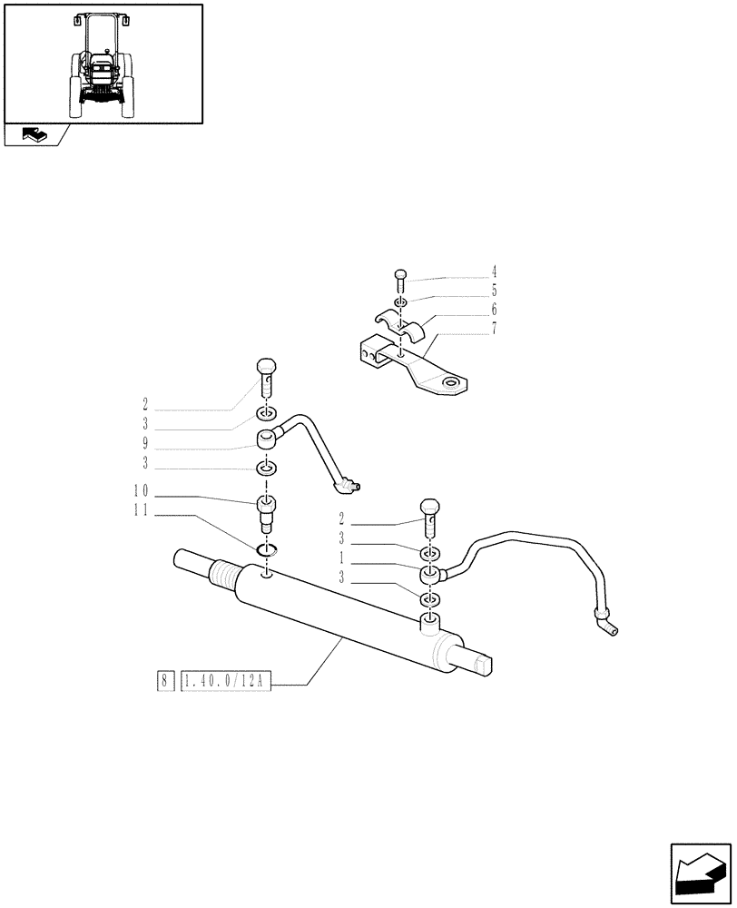 Схема запчастей Case IH FARMALL 85C - (1.40.6/12) - FRONT AXLE WITH ELECTROHYDR. DIFF. LOCK WITH FRONT BRAKE (40 KM/H)-HYDR. STEER. CYL. (VAR.331329-332329-335329) (04) - FRONT AXLE & STEERING