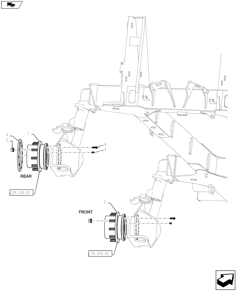 Схема запчастей Case IH 4430 - (29.240.01) - PLANETARY WHEEL HUB MOUNTING GROUP (29) - HYDROSTATIC DRIVE