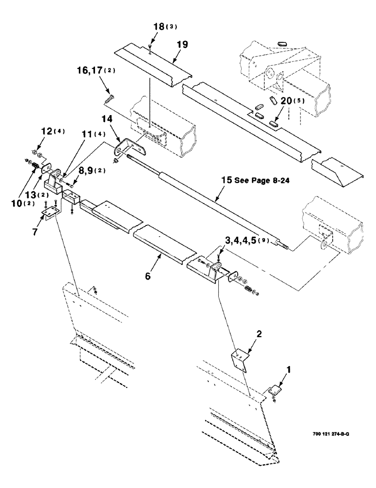 Схема запчастей Case IH 8820 - (6-20) - DRAPER SHIFTER ASSEMBLY, 25 FOOT, CYLINDER MOUNTING (09) - CHASSIS