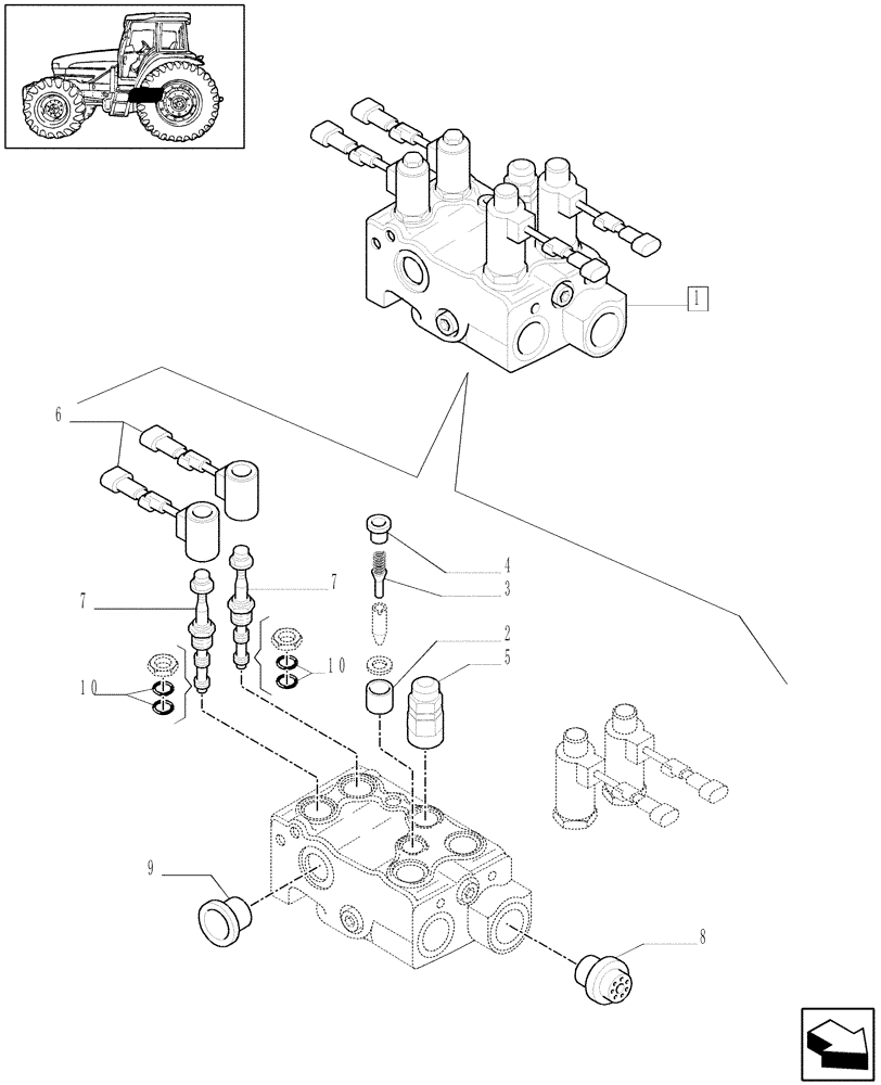 Схема запчастей Case IH MXU125 - (1.21.2/ A[01]) - (VAR.301/1-309/1-358/1-359/1) VALVE SUSPENSION CONTROL - PARTS - C4863 (03) - TRANSMISSION