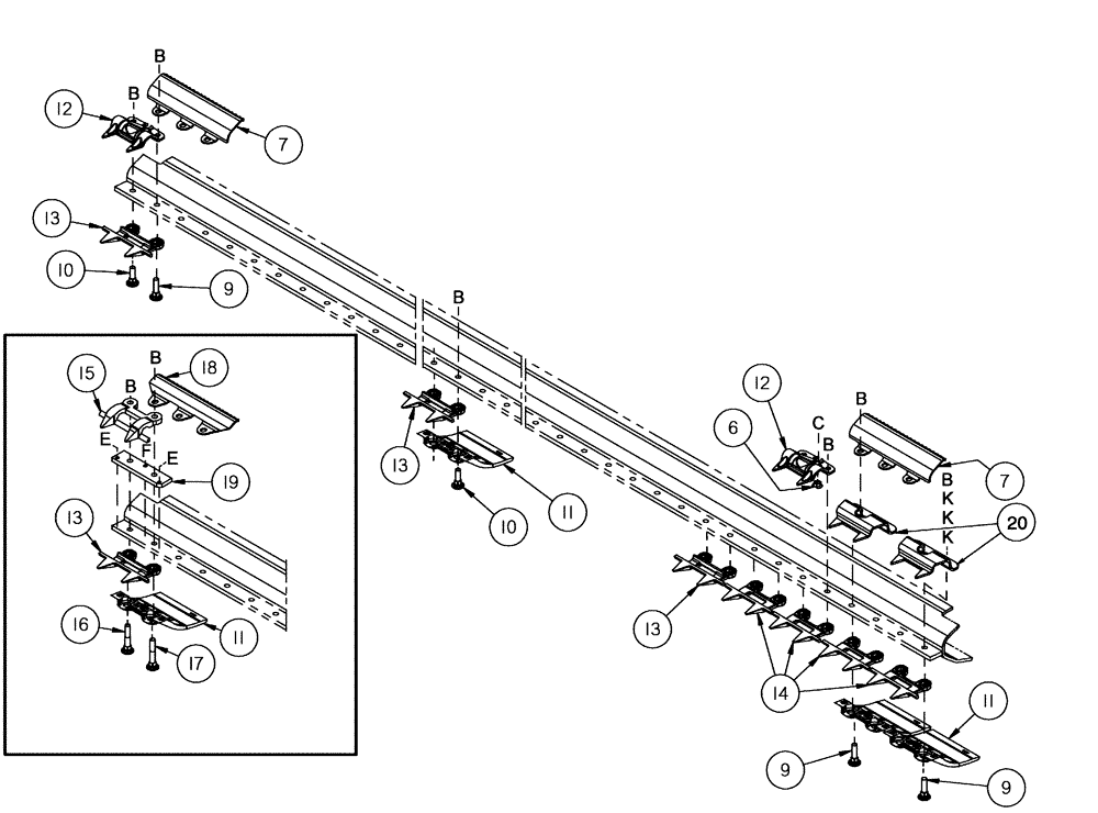 Схема запчастей Case IH 2152 - (09-06) - SICKLE AND GUARDS - SINGLE SICKLE HEADERS - STUB GUARDS 