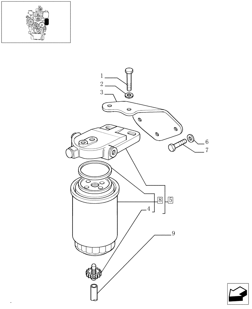 Схема запчастей Case IH JX55 - (0.20.0) - FUEL FILTER (01) - ENGINE