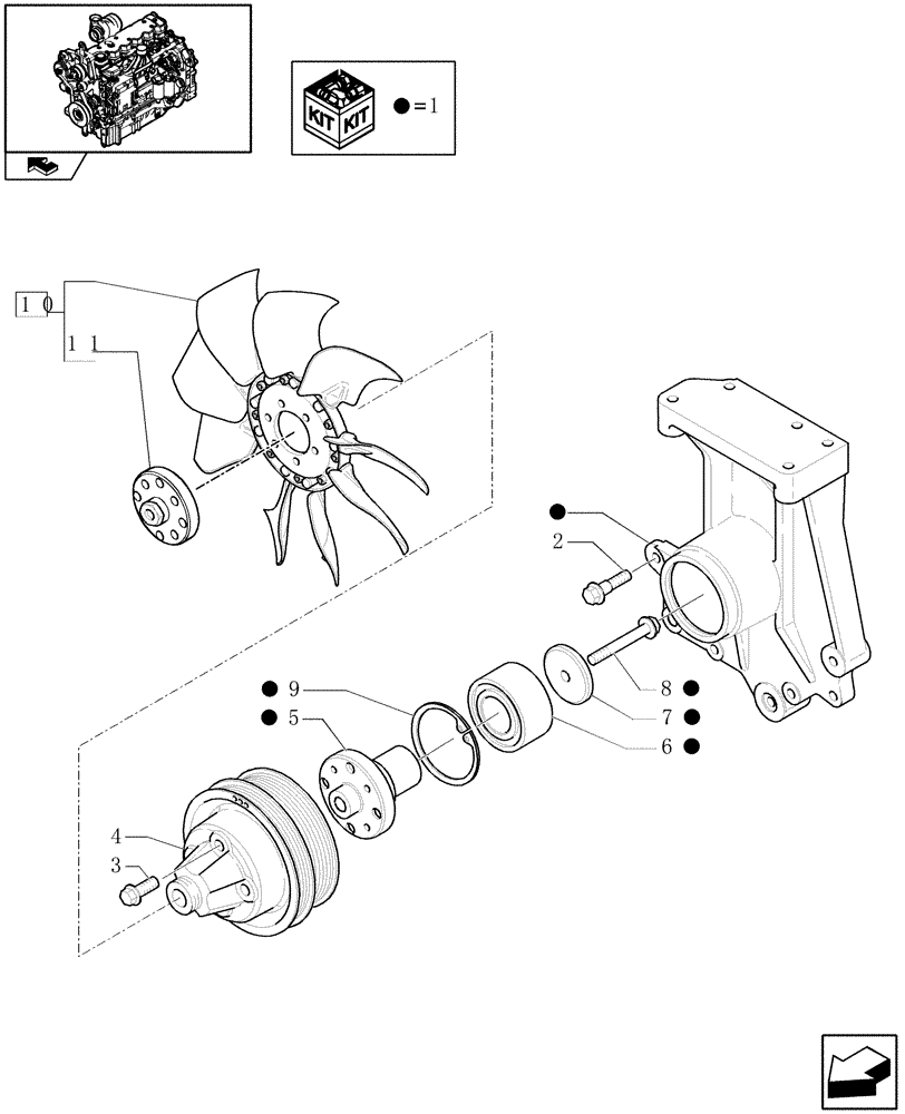 Схема запчастей Case IH PUMA 115 - (0.34.5[01]) - FAN DRIVE (01) - ENGINE