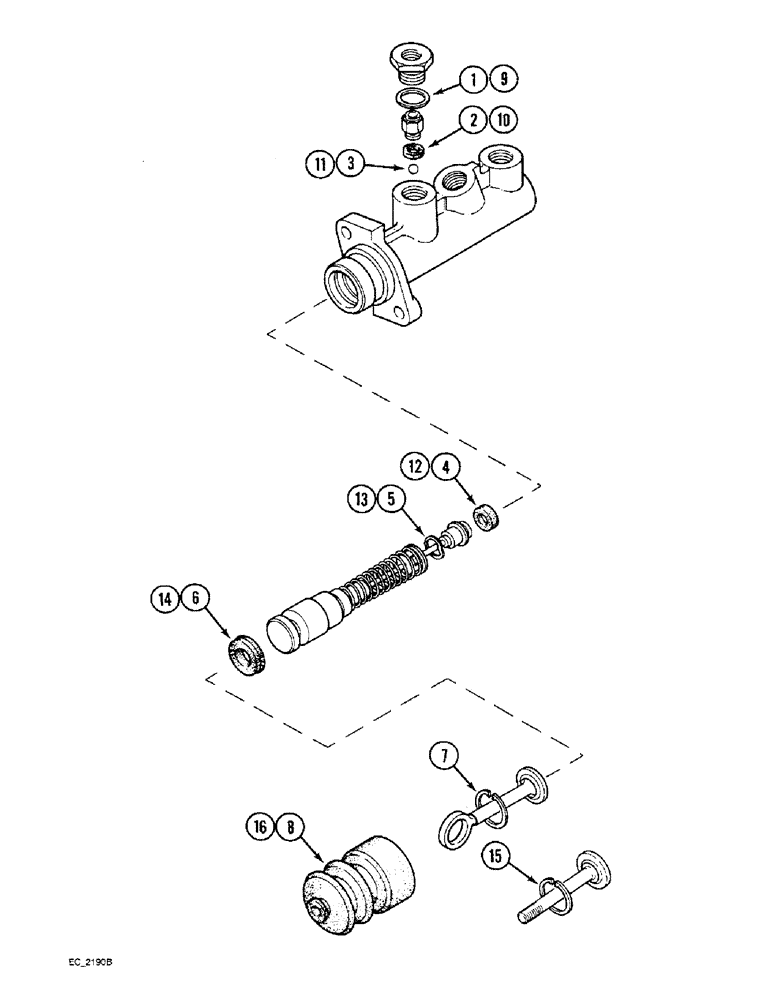 Схема запчастей Case IH 3220 - (7-010) - BRAKE MASTER CYLINDER, TRACTOR WITHOUT CAB, TRACTOR WITH CAB (07) - BRAKES