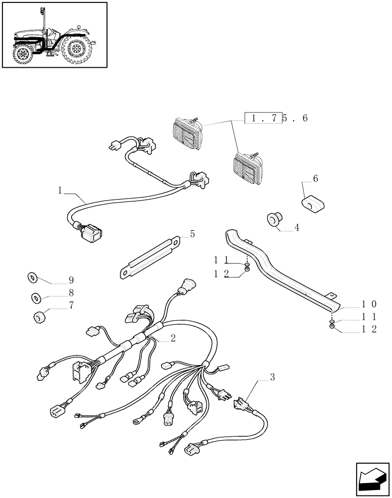 Схема запчастей Case IH JX1075N - (1.75.4/01[02]) - AUXILIARY CABLES - W/CAB (06) - ELECTRICAL SYSTEMS