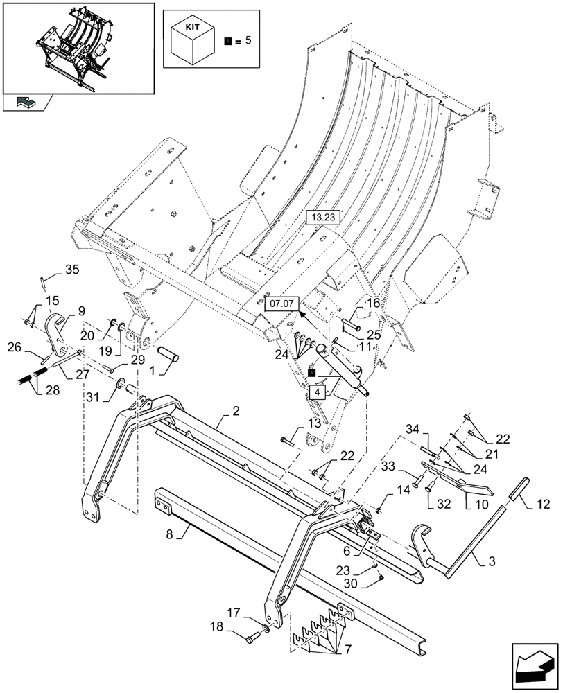 Схема запчастей Case IH LB333R - (13.18[01]) - SUSPENSION FRAME (13) - FEEDER