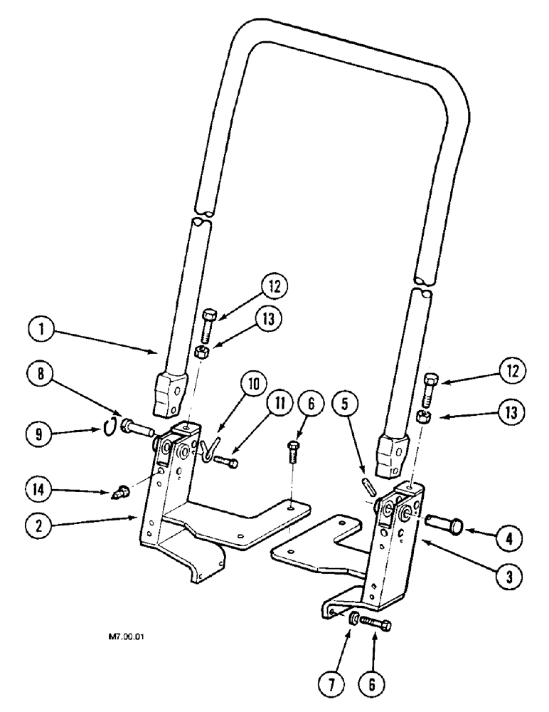 Схема запчастей Case IH 2130 - (9-088) - SAFETY FRAME, VERSION WITHOUT CAB (09) - CHASSIS/ATTACHMENTS