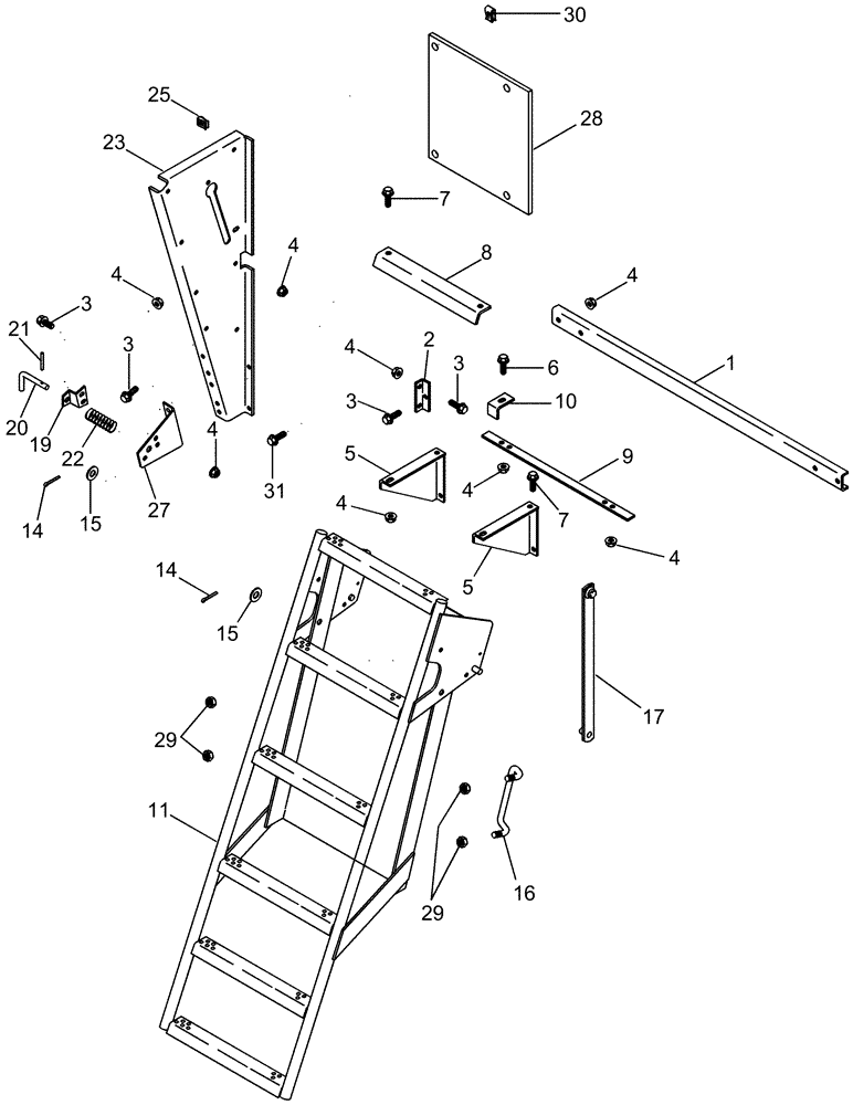 Схема запчастей Case IH 2388 - (09H-10) - LADDER, SERVICE (12) - CHASSIS