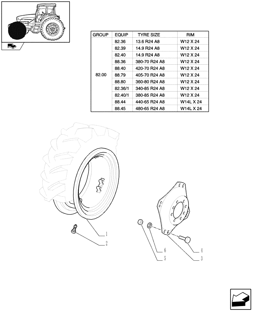 Схема запчастей Case IH FARMALL 105U - (82.00[03]) - FRONT WHEELS - 4WD (11) - WHEELS/TRACKS