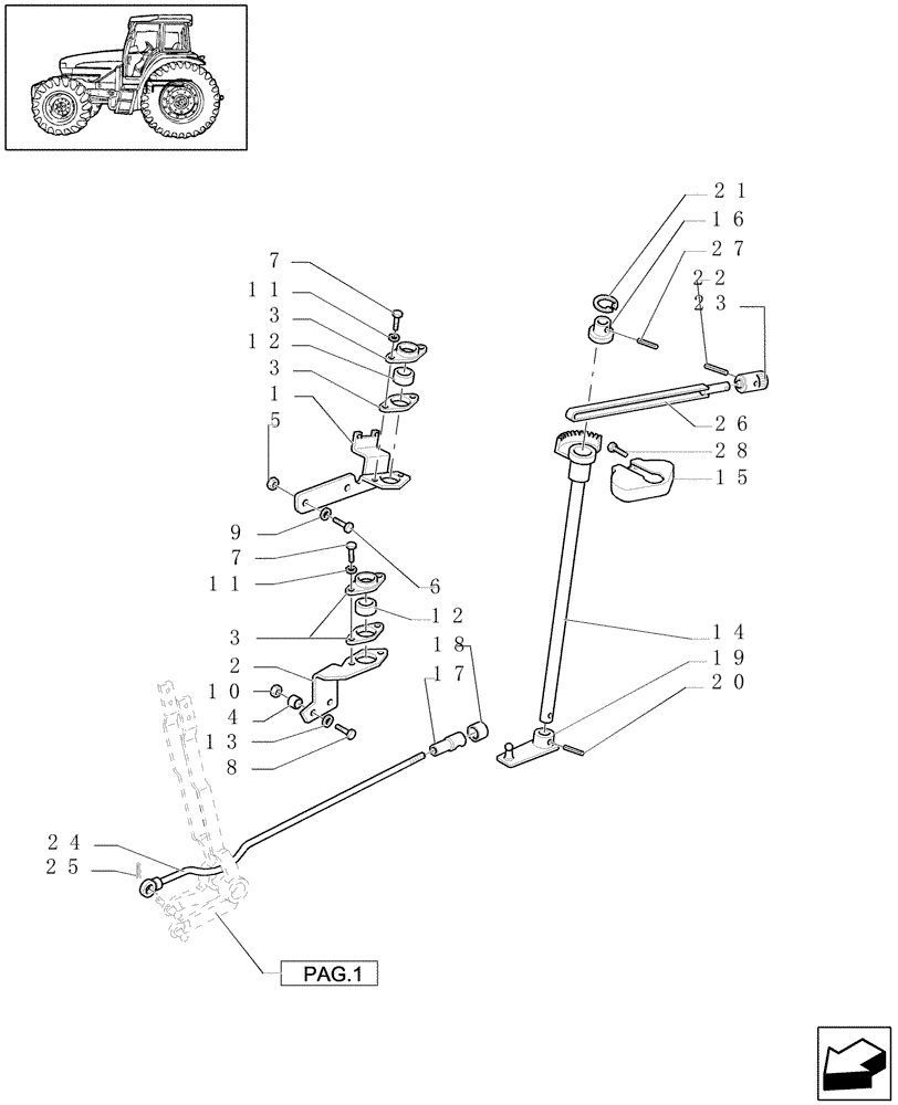 Схема запчастей Case IH JX1100U - (1.82.2[03]) - LIFT EXTERNAL CONTROLS - LEVERS & SUPPORT (L/CAB) (07) - HYDRAULIC SYSTEM