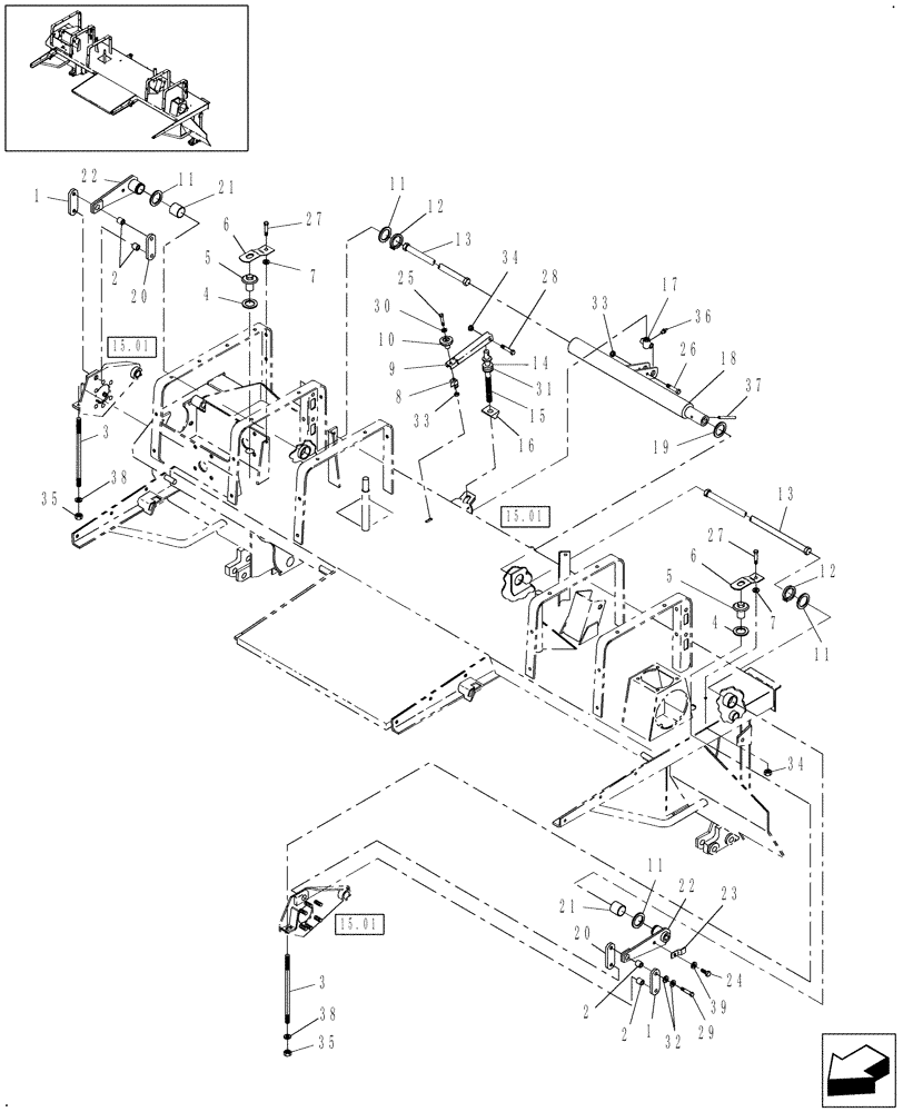 Схема запчастей Case IH DC162 - (15.02) - ROLL TENSION COMPONENTS (15) - CROP CONDITIONING