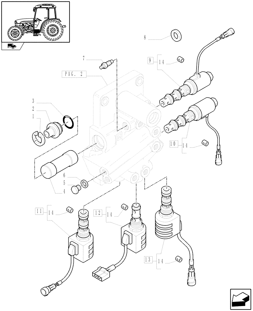 Схема запчастей Case IH FARMALL 65C - (1.27.3/02[01]) - WATERPROOF TRANSM. FOR HI-LO AND POWER SHUTTLE - SOLENOID VALVE (VAR.333448) (03) - TRANSMISSION