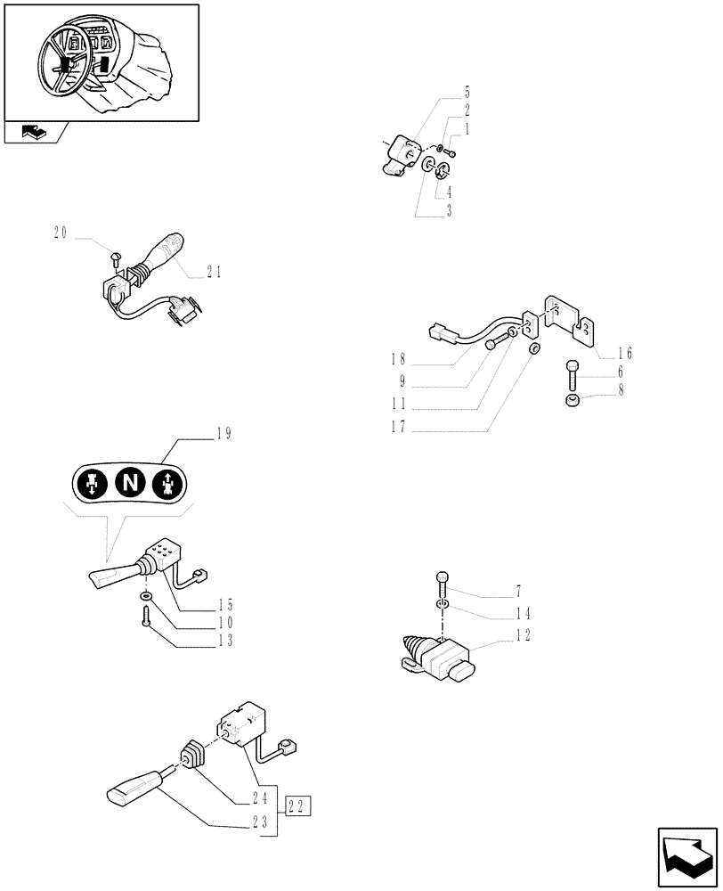 Схема запчастей Case IH FARMALL 75C - (1.92.74/02) - TILTABLE AND TELESCOPIC STEERING COLUMN FOR HYDR. TRANSM. - ELECTRIC CONTROLS (VAR.331644-337644) (10) - OPERATORS PLATFORM/CAB