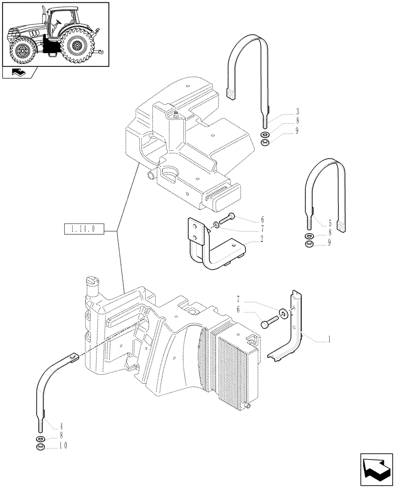 Схема запчастей Case IH PUMA 210 - (1.14.7[01A]) - MAIN FUEL TANK SUPPORT - D6687 (02) - ENGINE EQUIPMENT