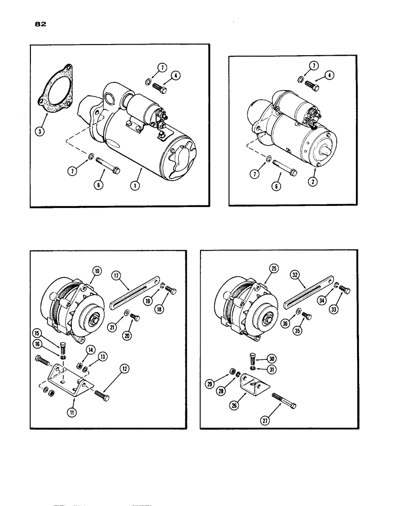 Схема запчастей Case IH 770 - (082) - ELECTRICAL EQUIPMENT MOUNTING, (267B) DIESEL & (251B) SPARK IGNITION ENGINES (04) - ELECTRICAL SYSTEMS