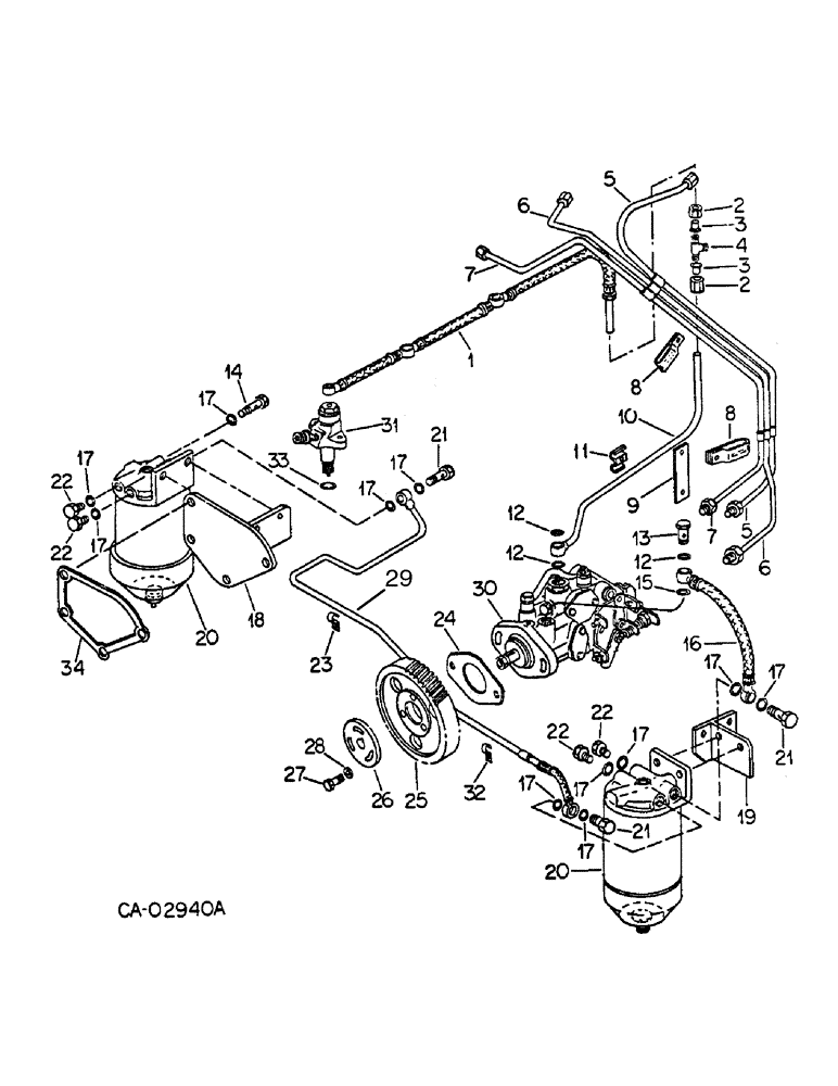 Схема запчастей Case IH D-179 - (A-19) - FUEL INJECTION PUMP AND CONNECTIONS, MACHINES WITH BOSH MODEL CR FUEL INJECTION PUMP 